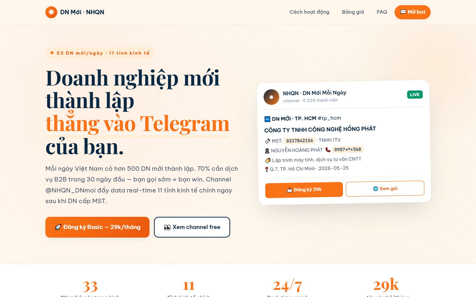 Trang dịch vụ DN Mới Mỗi Ngày